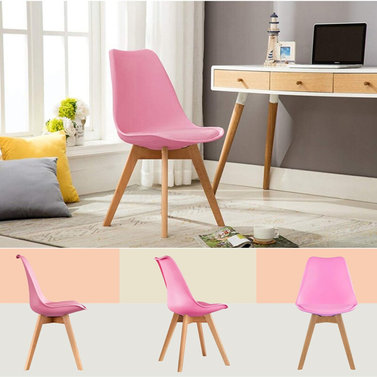 Set x2 Silla Tapizada Milano Rosado