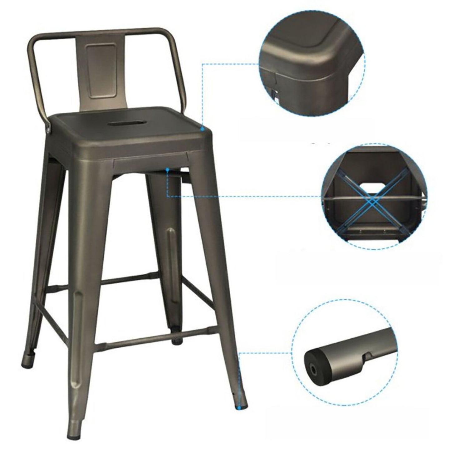 Silla de Barra True Espalda Metalica Envejecida