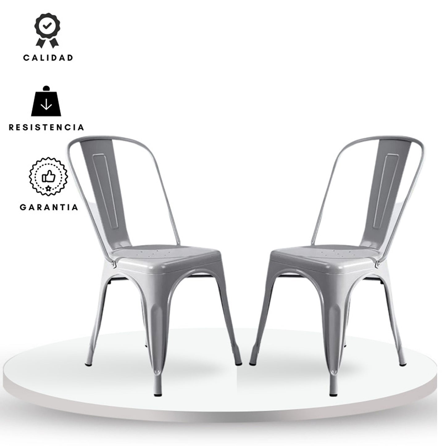 Set x2 Silla Turca Gris plata