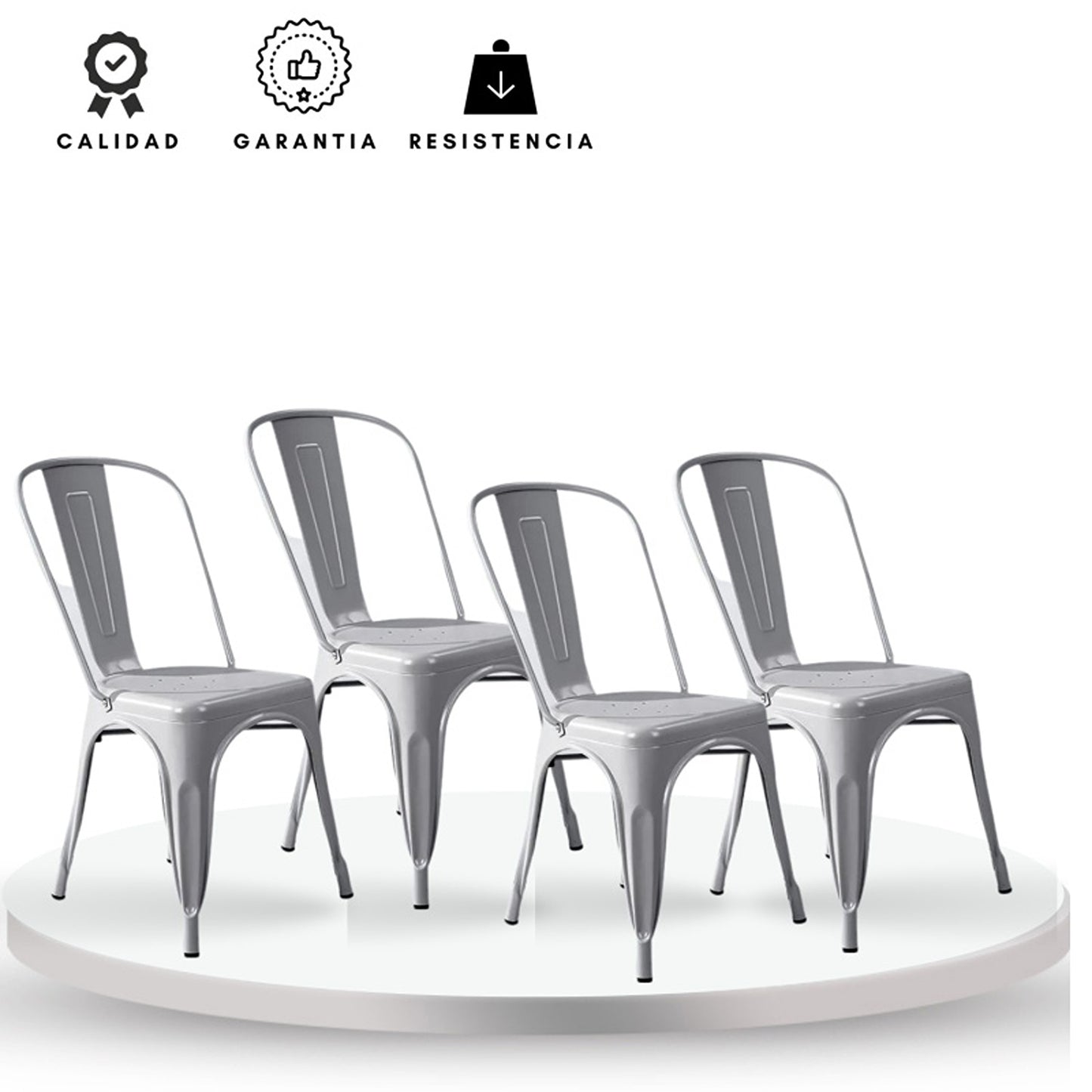 Set x4 Silla Turca Gris Plata