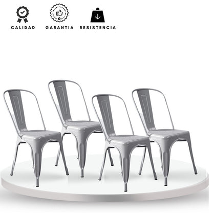 Set x4 Silla Turca Gris Plata