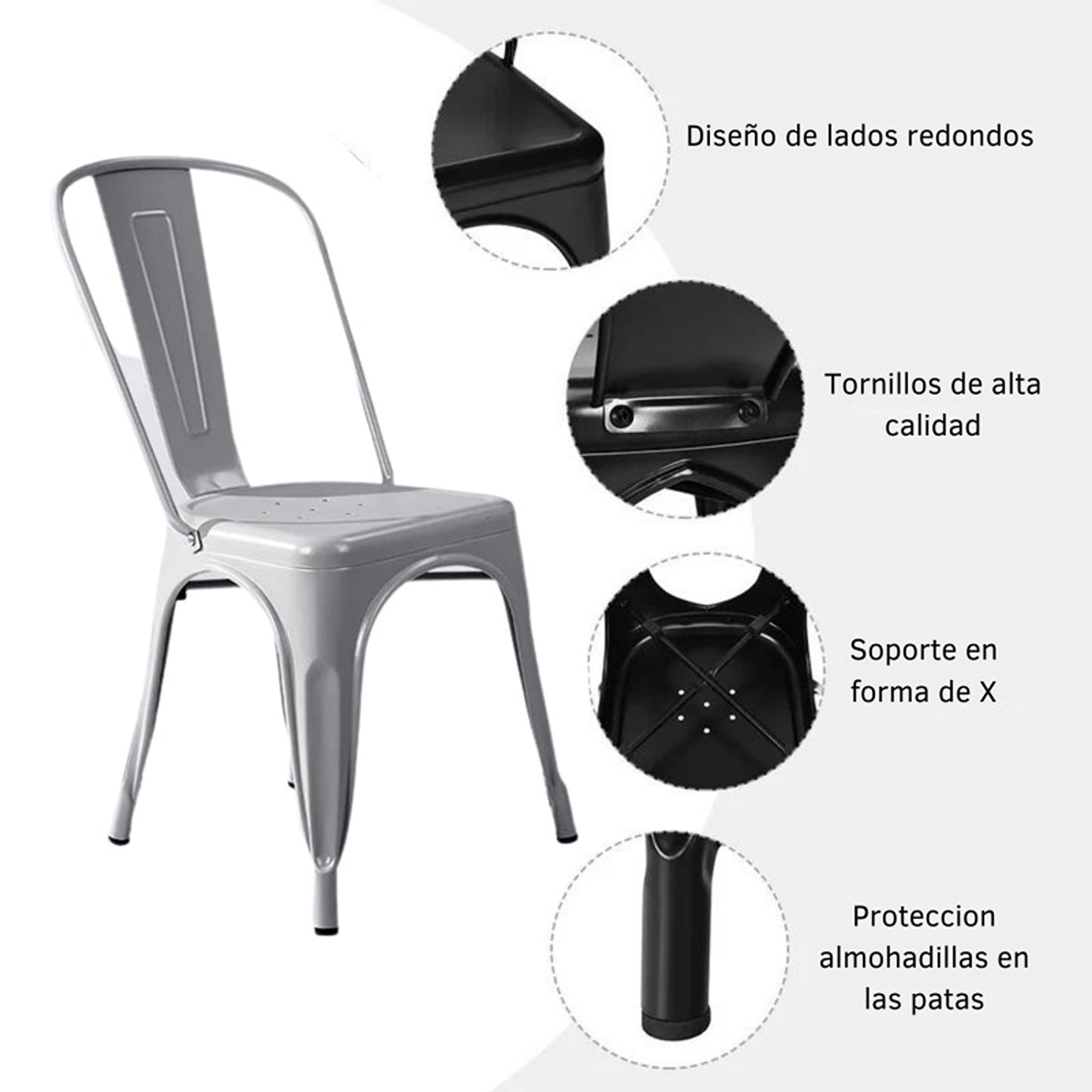 Set x4 Silla Turca Gris Plata
