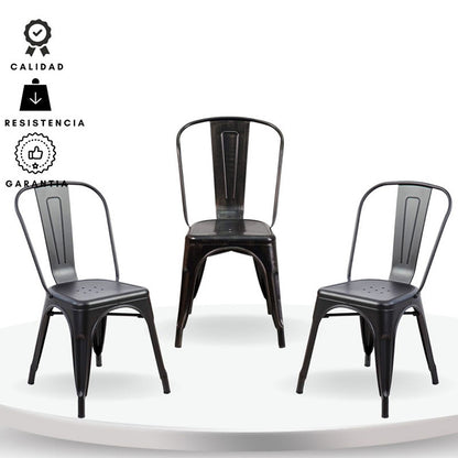 Set x3 Silla Turca Negro