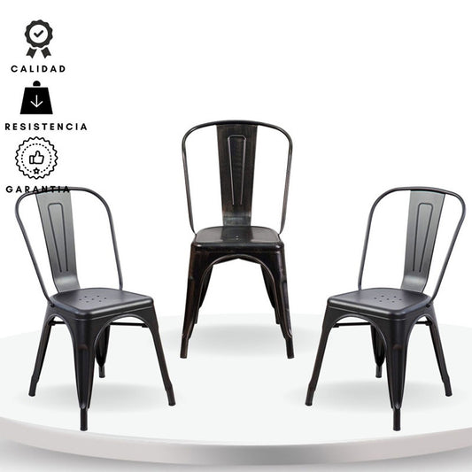 Set x3 Silla Turca Negro