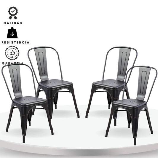 Set x4 Silla Turca Negro