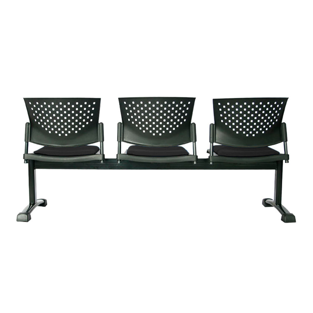 Silla Tandem Tapizado 3 Puestos Base Negra FLY Negro