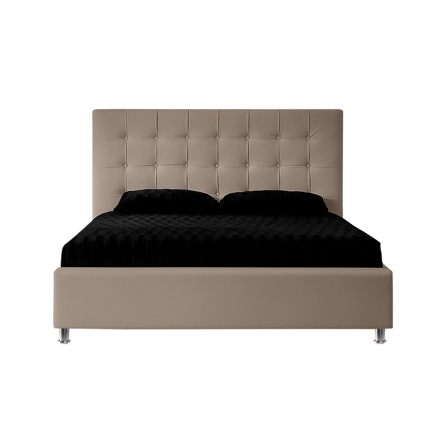Base Cama Con Espaldar Sencillo Ilusion Taupe