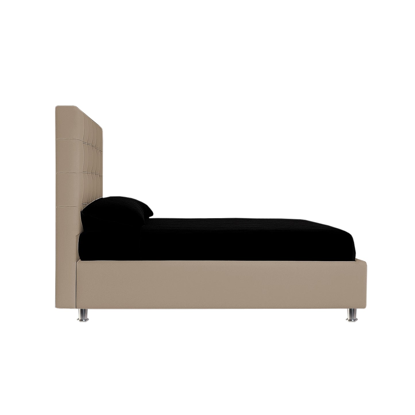 Base Cama Con Espaldar Sencillo Ilusion Taupe