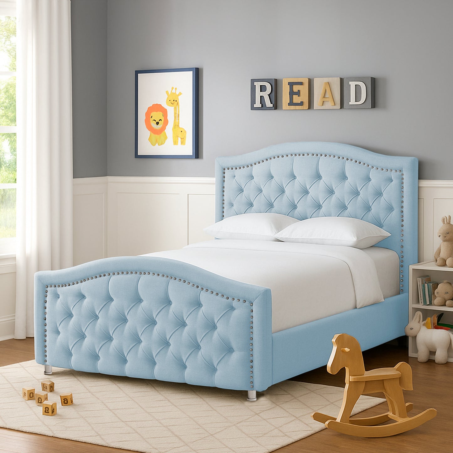 Cama Semidoble Infantil Venecia azul cielo