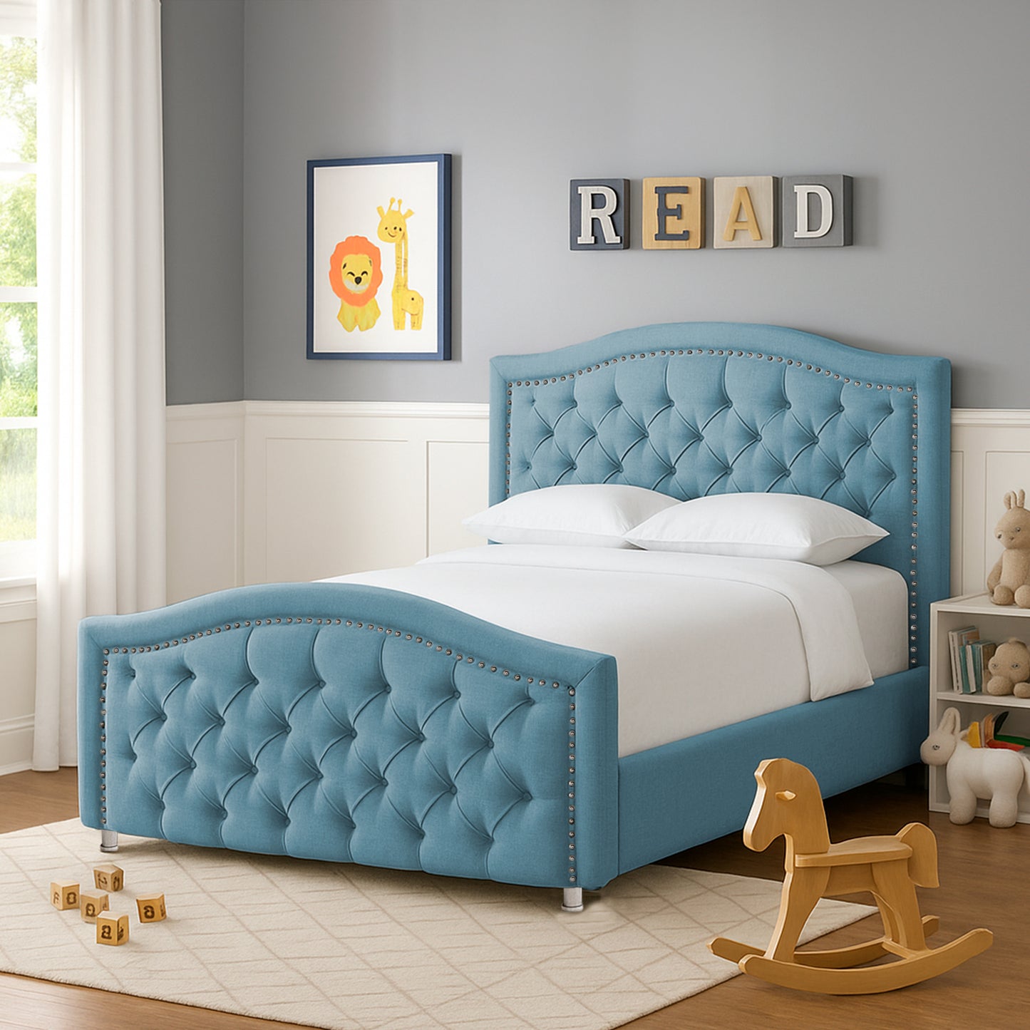 Cama Semidoble Infantil Venecia azul claro