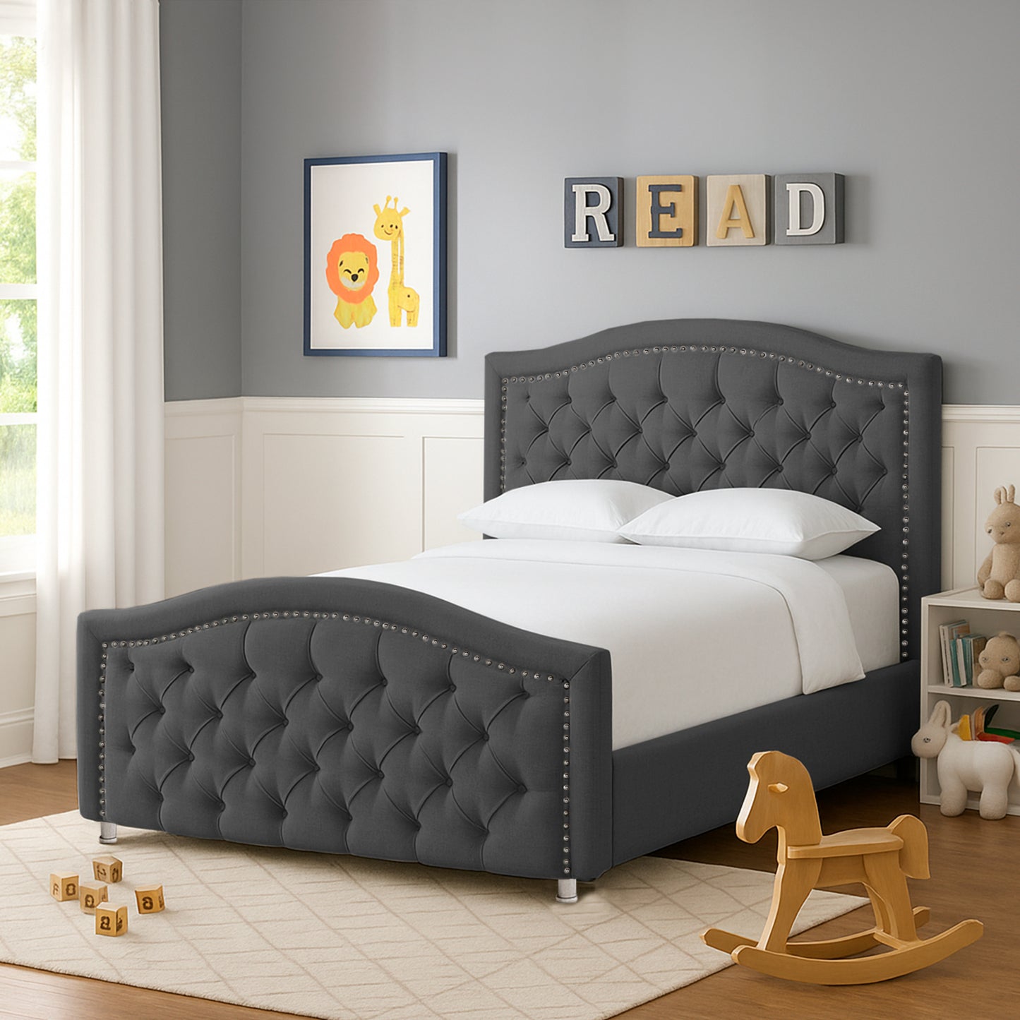 Cama Semidoble Infantil Venecia gris plomo