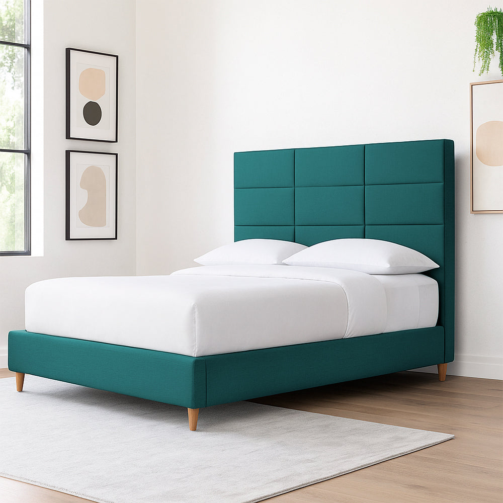 Base Cama Con Espaldar King Delhi Verde
