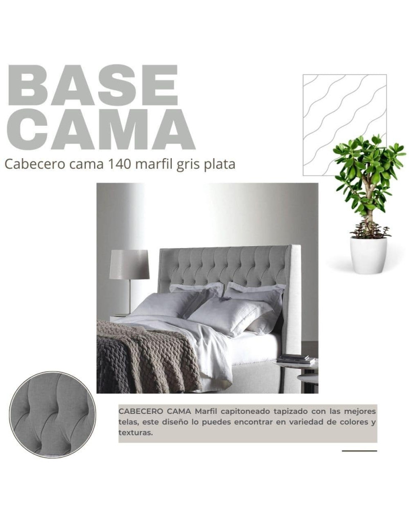 Cabecero cama 140 marfil gris plata