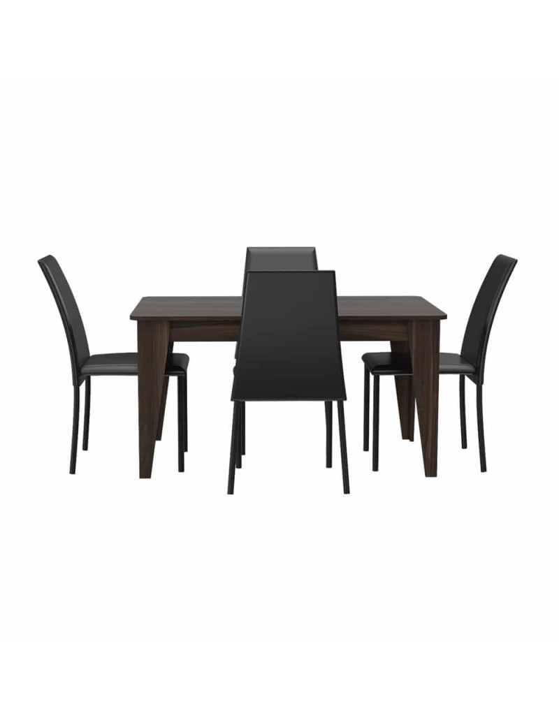 Comedor Baltimore + 4 sillas negras