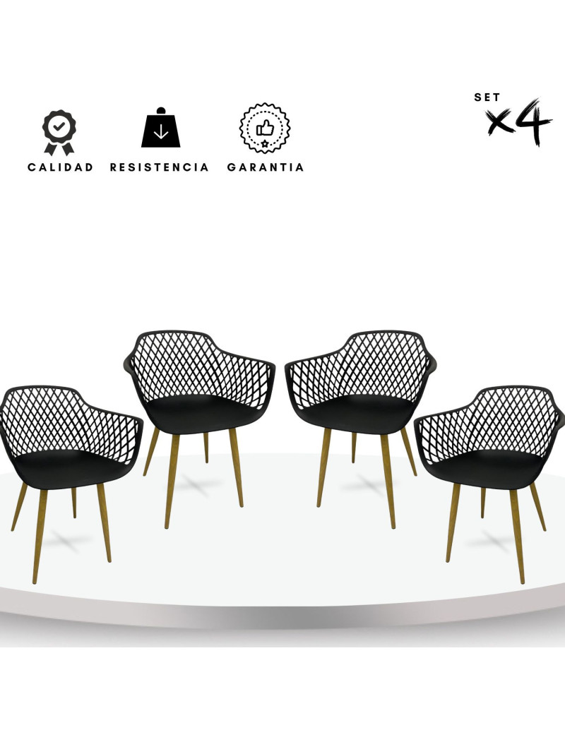 Silla De Diseño Trina Negra SET X4