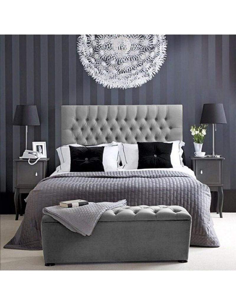 Cama Queen con Cabecero Paris Gris Plata