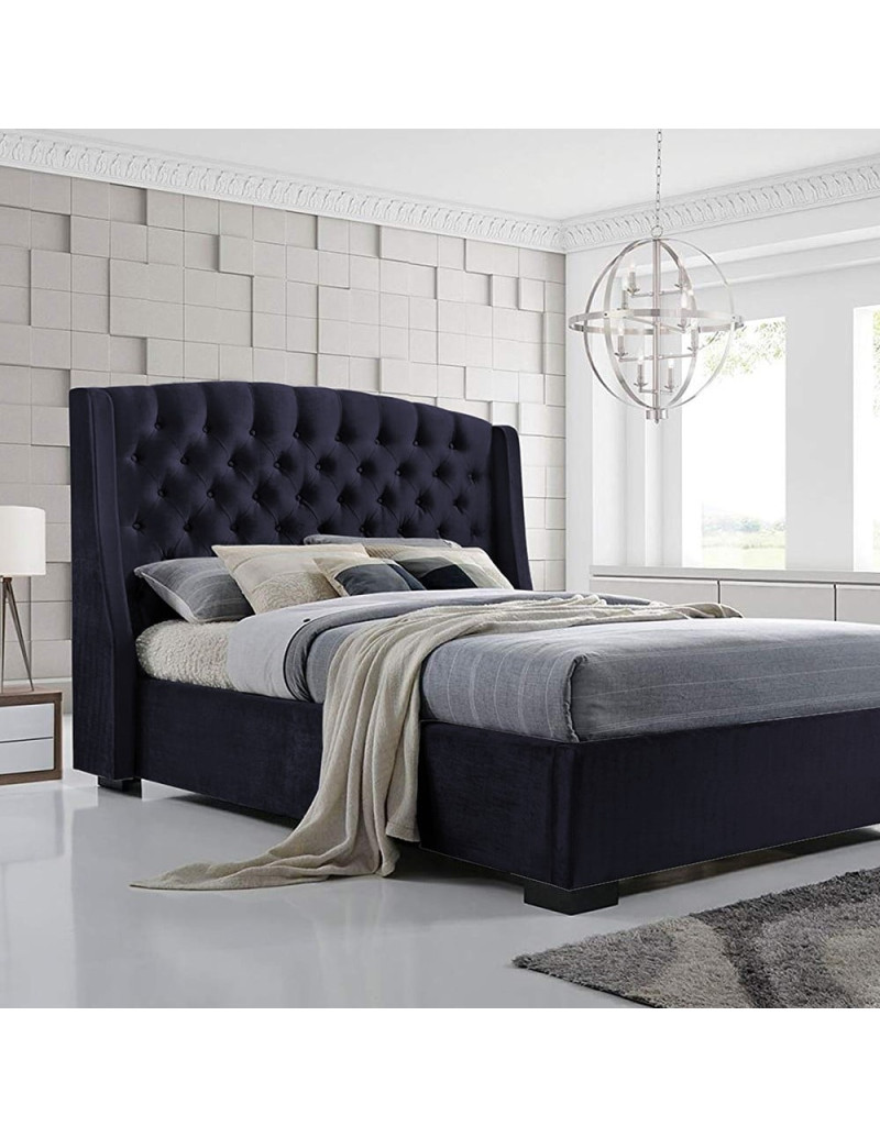 Colchón con base cama king + espaldar italia azul