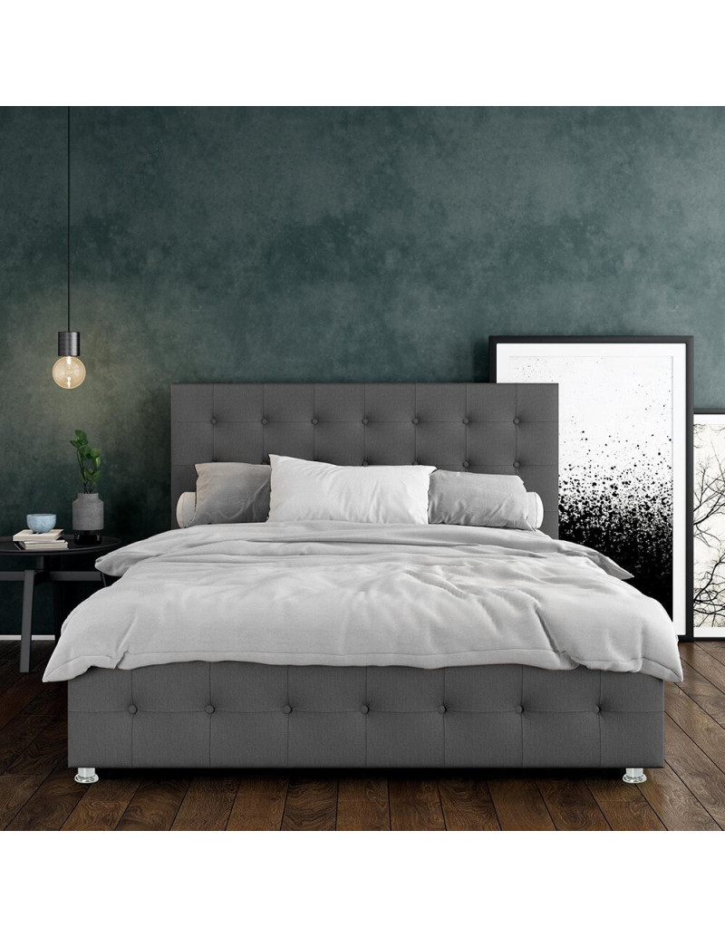 Cama Queen con Cabecero Capital Gris plomo