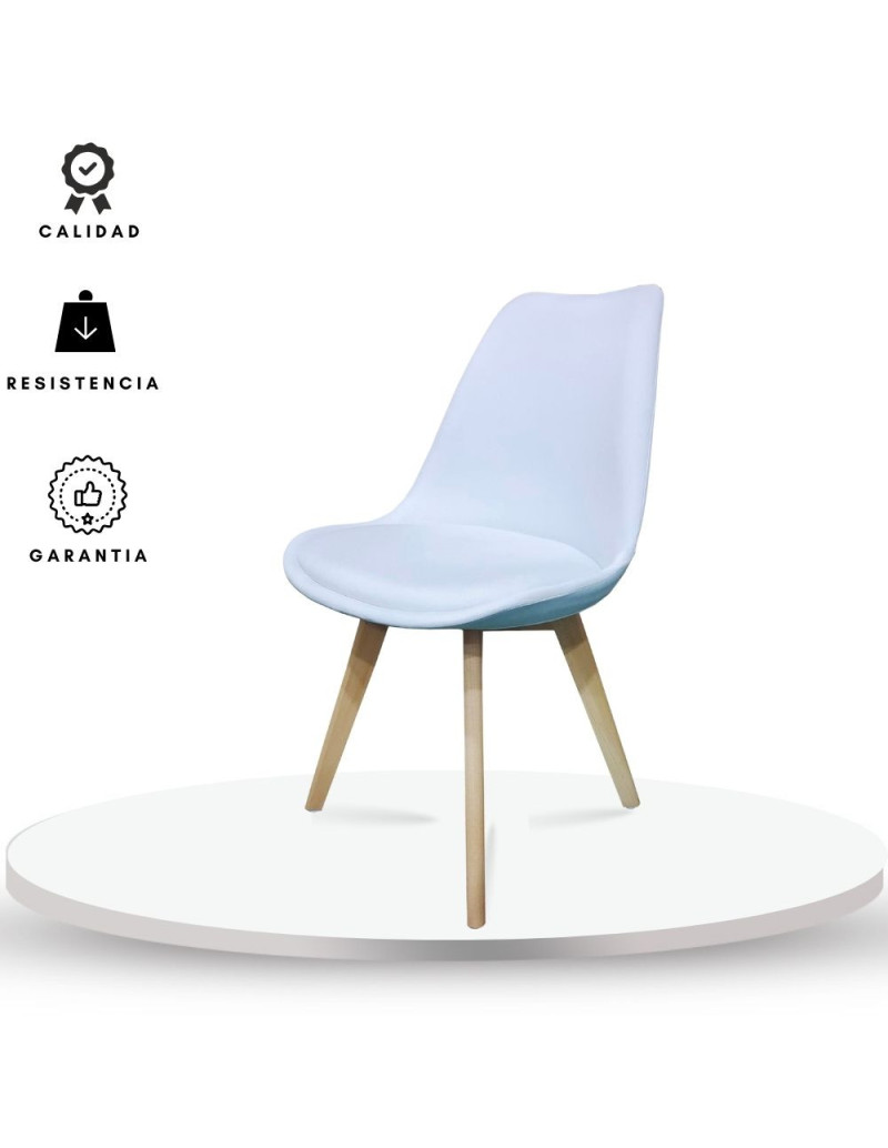 Silla de comedor milano premium tapizada blanca