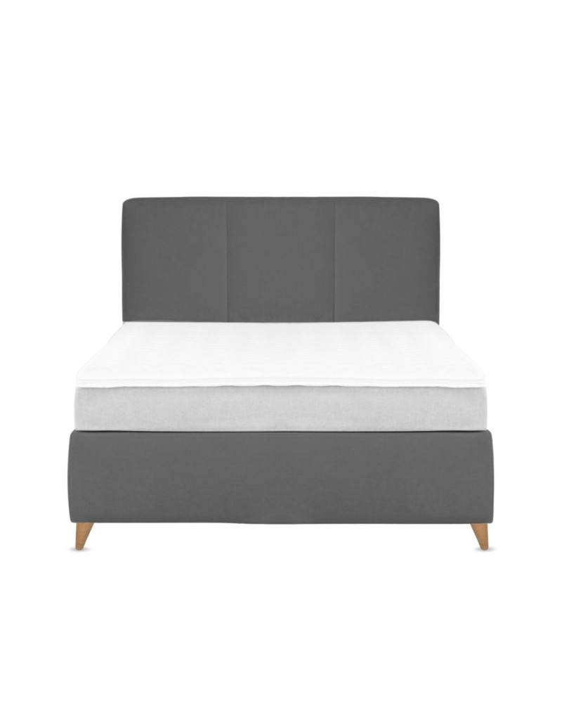 Cama Doble gris plomo Base cama + Espaldar Pretty + colchón 1 pillow