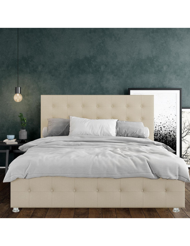 Cama Doble con  Cabecero Capital Taupe