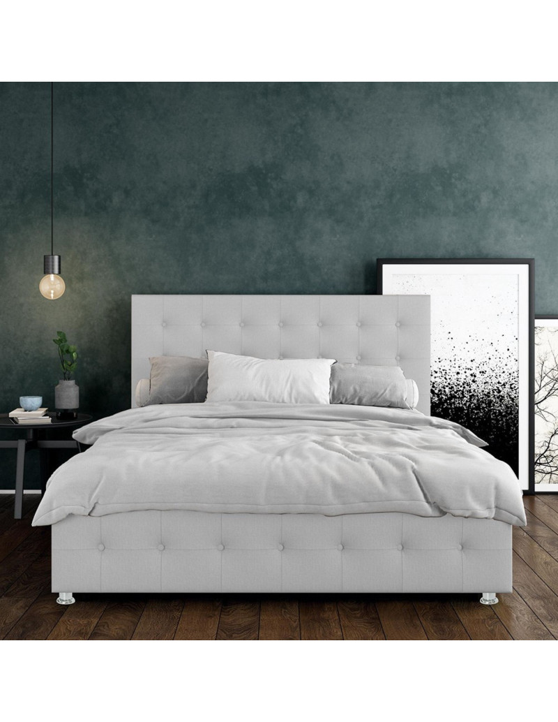 Cama Queen con Cabecero Capital Gris perla