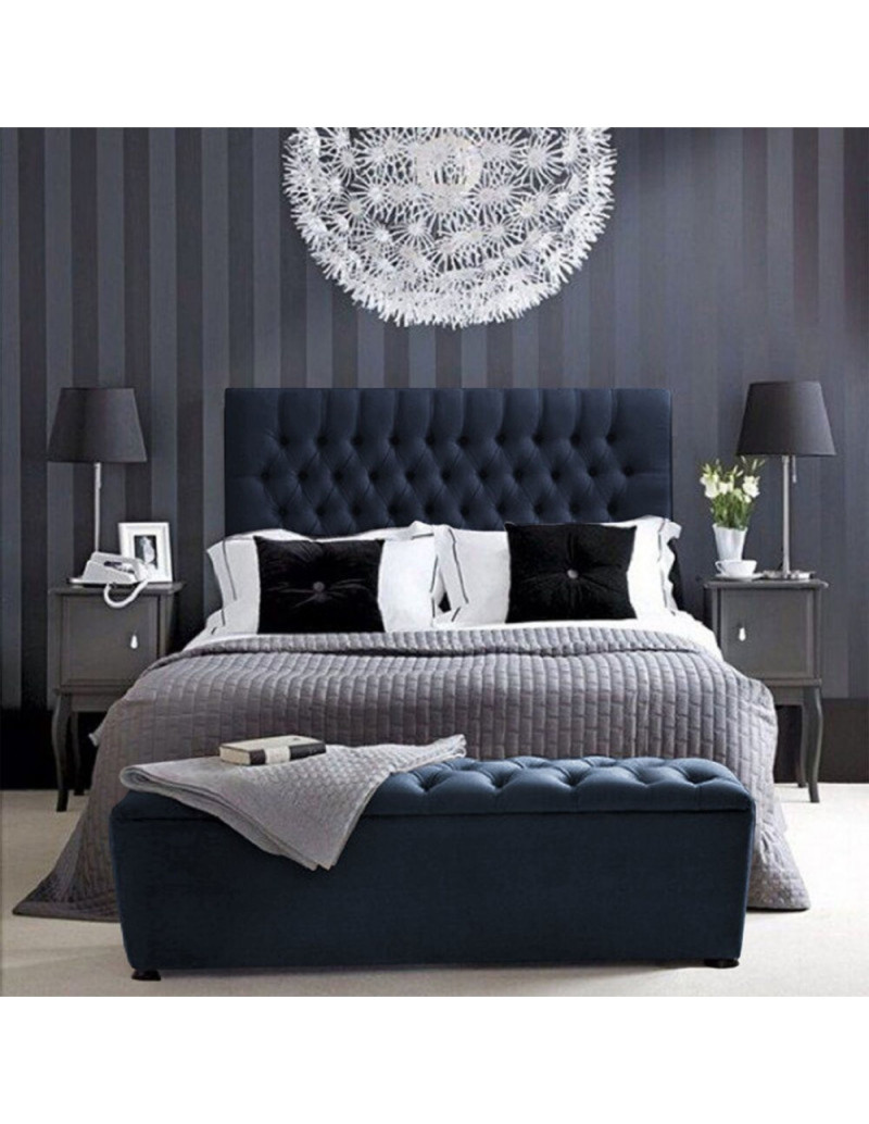 Cama King con Cabecero Paris Azul