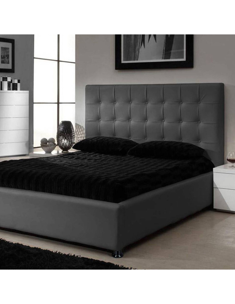 Cama Doble con Cabecero Ilusion Gris Plomo