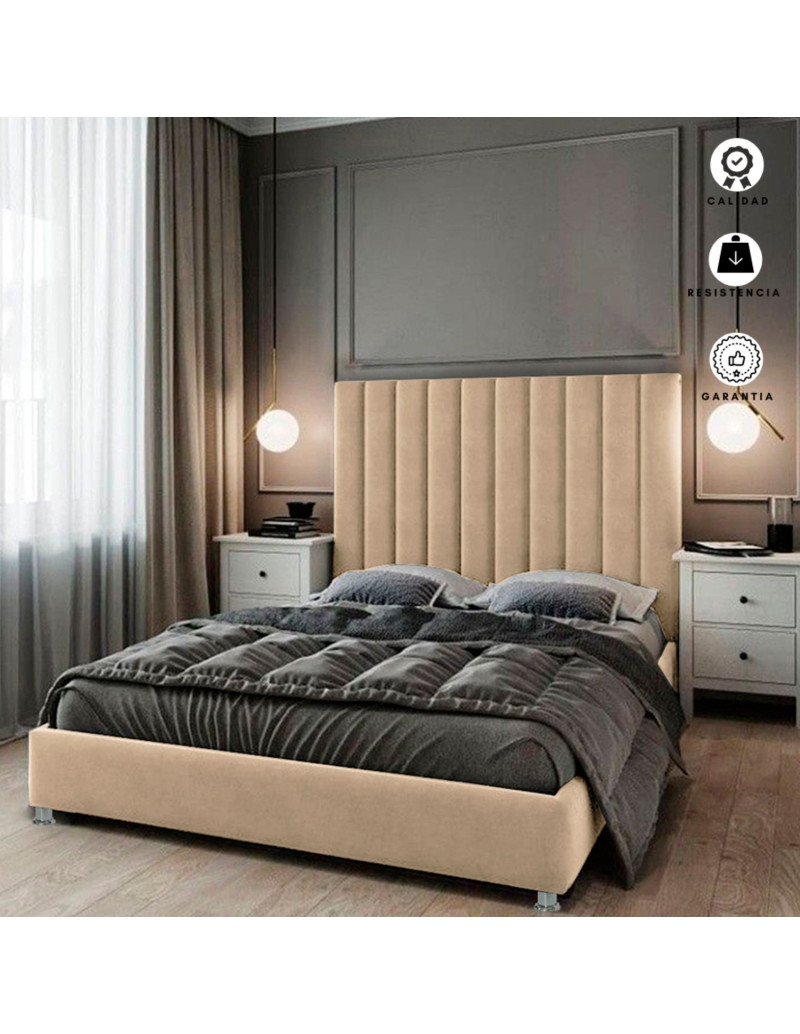 Cama Doble con Cabecero Natura Taupe