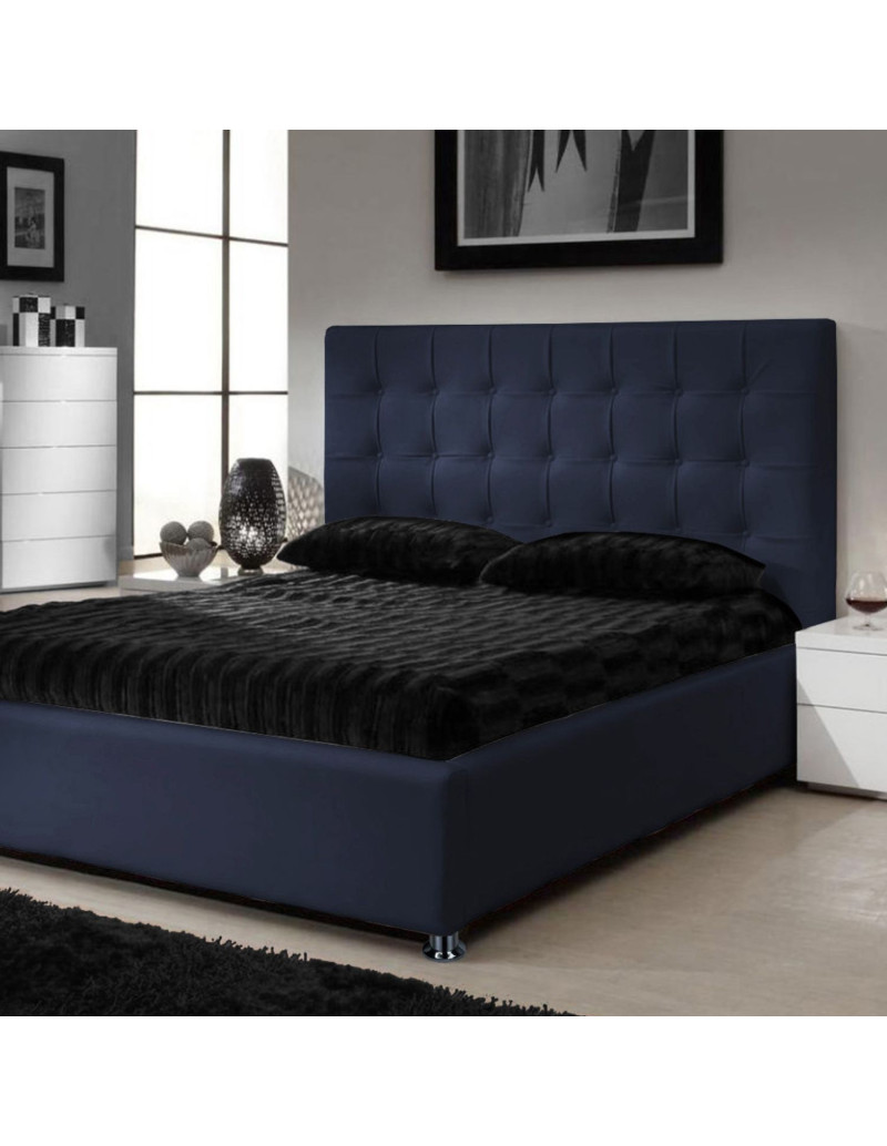 Combo Cama Cabecero Azul King Ilusión,