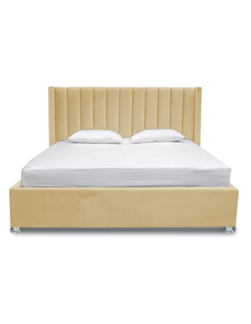 Combo Cama Cabecero Puff Baúl Taupe King Julieta