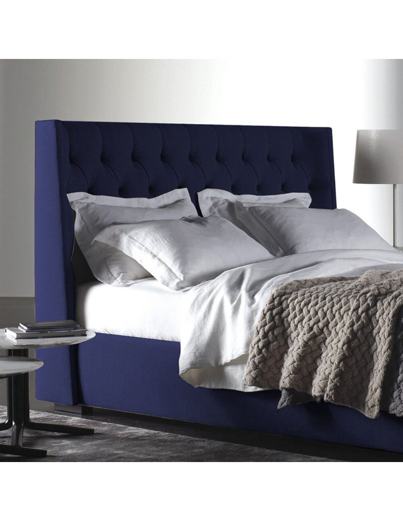 Colchón Con Base Cama Queen + Espaldar Marfil, Azul