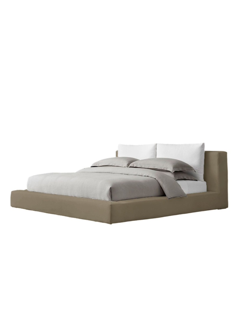 Combo Cama Doble Astoria + Colchon 2 Pillow 32 Cm + Cabecero + Gratis Sabanas 300 Hilos, Taupe