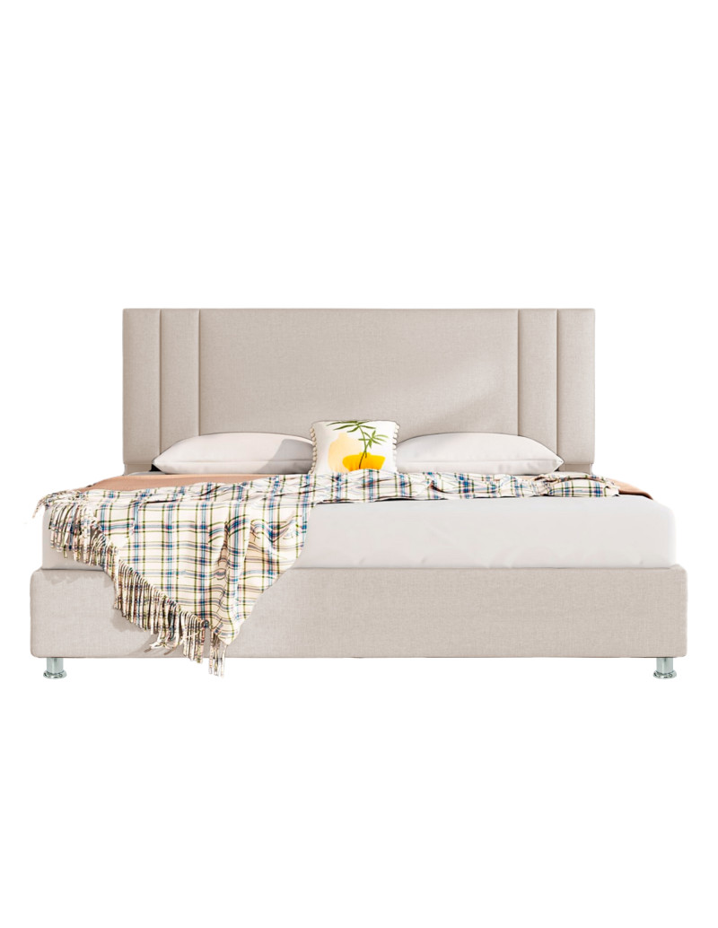 Cama sencilla + espaldar Lupe Beige + colchon Flexia quarzz