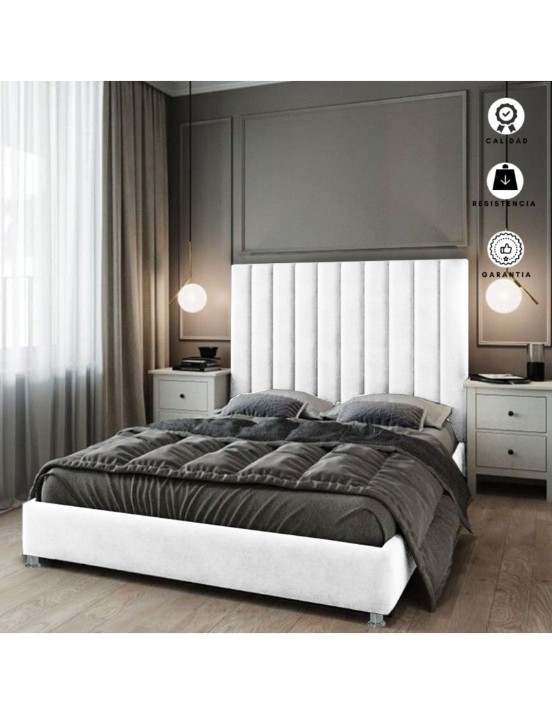 Combo Cama Cabecero Blanco King Natura,