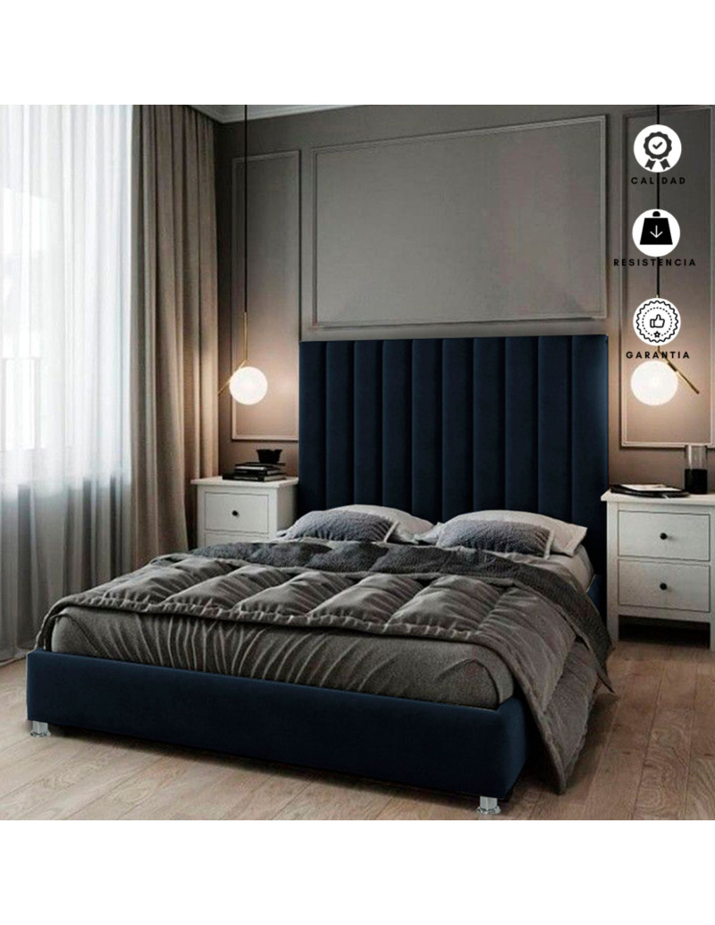 Combo Cama Cabecero Queen Natura, Azul