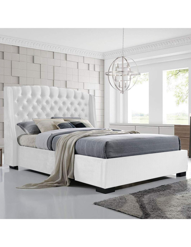 Combo Cama + Cabecero Blanco Queen Italia