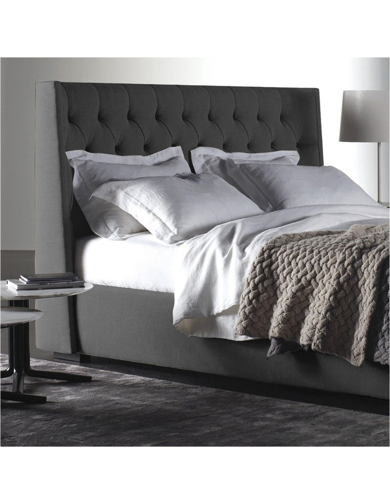 Combo Cama Cabecero Gris plomo Doble Marfil,