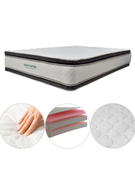 Combo Mousai cama king + colchon 1 Pillow 26 cm + cabecero GRATIS sabanas 300 hilos