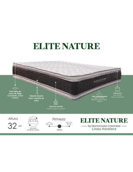 Combo Mousai cama king + colchon 1 Pillow 26 cm + cabecero GRATIS sabanas 300 hilos