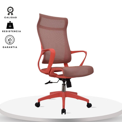 Silla De Oficina Slim Malla Presidente 139X48X52 Roja
