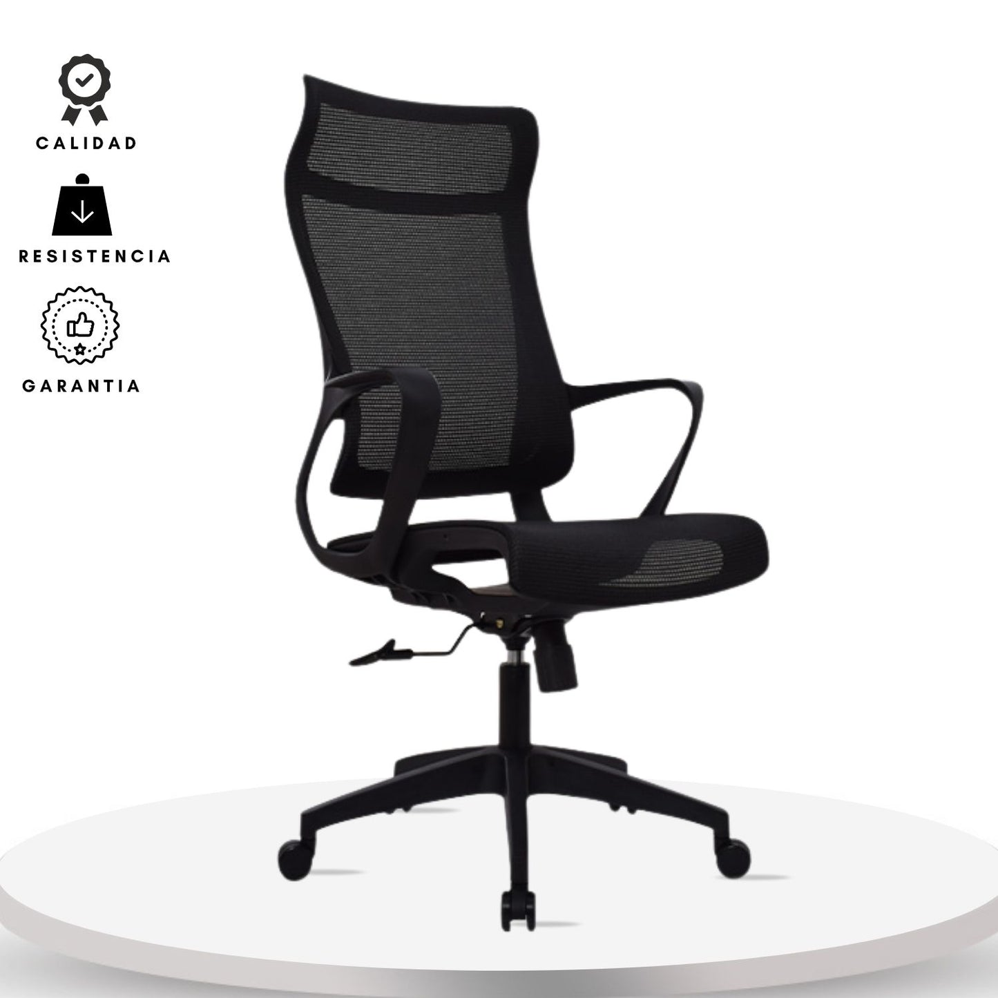 Silla De Oficina Slim Malla Presidente 139X48X52 Negra
