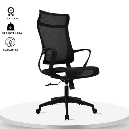 Silla De Oficina Slim Malla Presidente 139X48X52 Negra