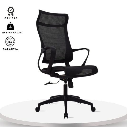 Silla De Oficina Slim Malla Presidente 139X48X52 Negra