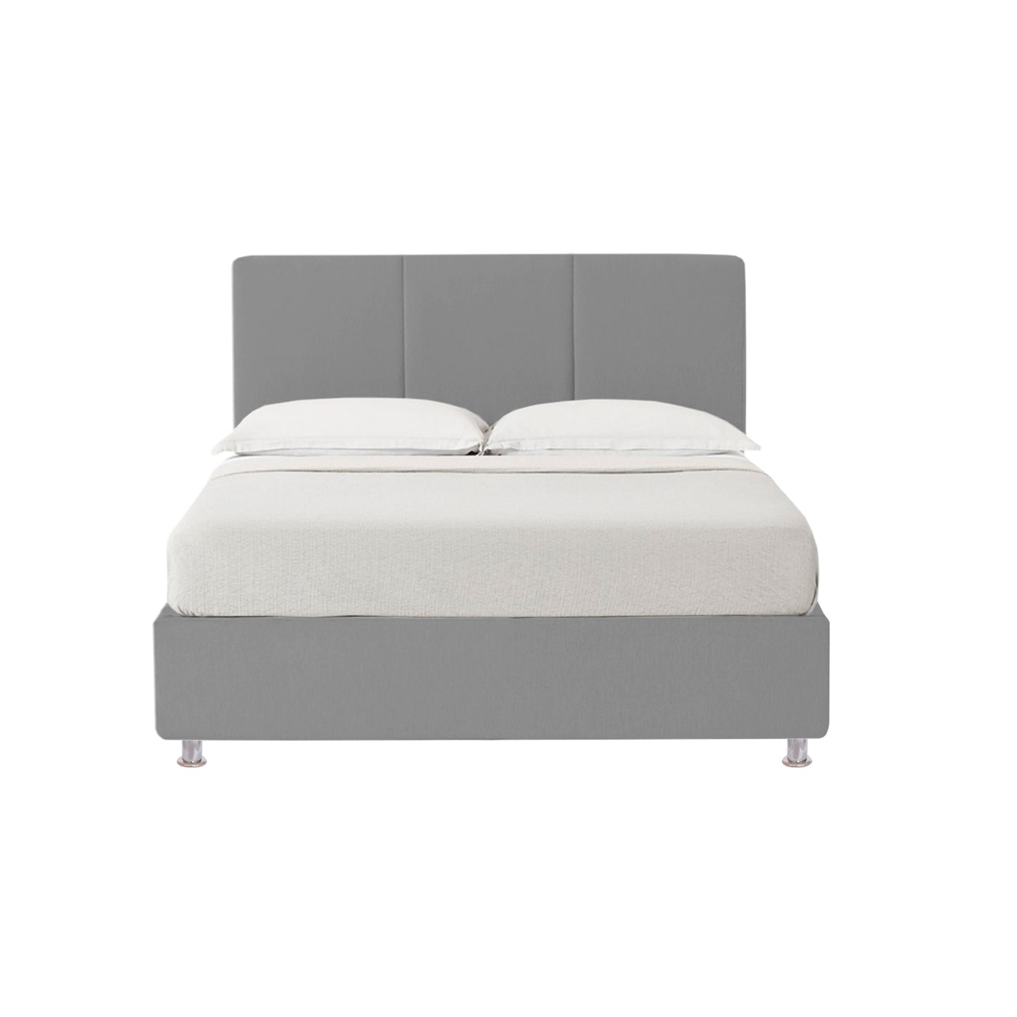 Base Cama Con Espaldar Queen Pretty  Gris Plata
