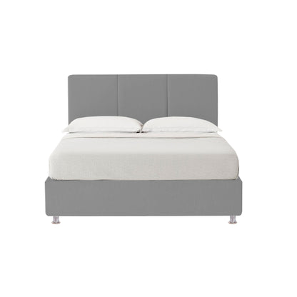 Base Cama Con Espaldar Doble Pretty  Gris Plata