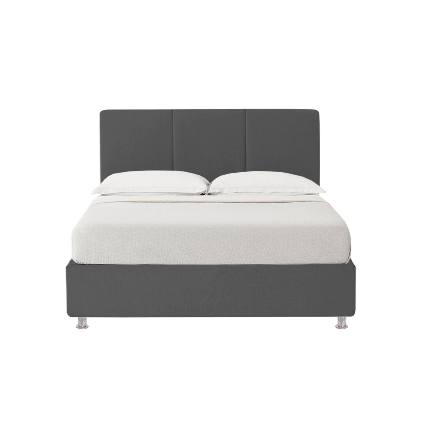 Base Cama Con Espaldar King Pretty  Gris Plomo