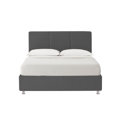 Base Cama Con Espaldar King Pretty  Gris Plomo