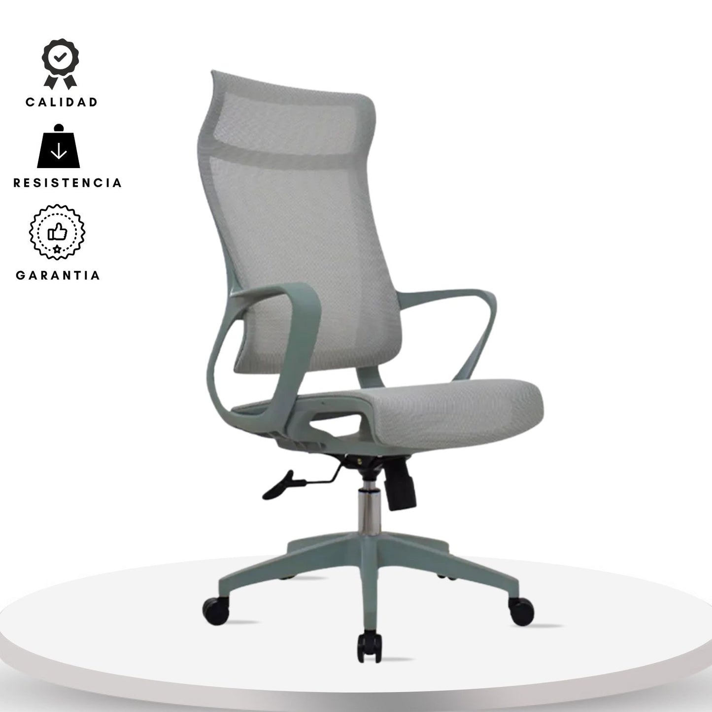 Silla De Oficina Slim Malla Presidente 139X48X52 Verde