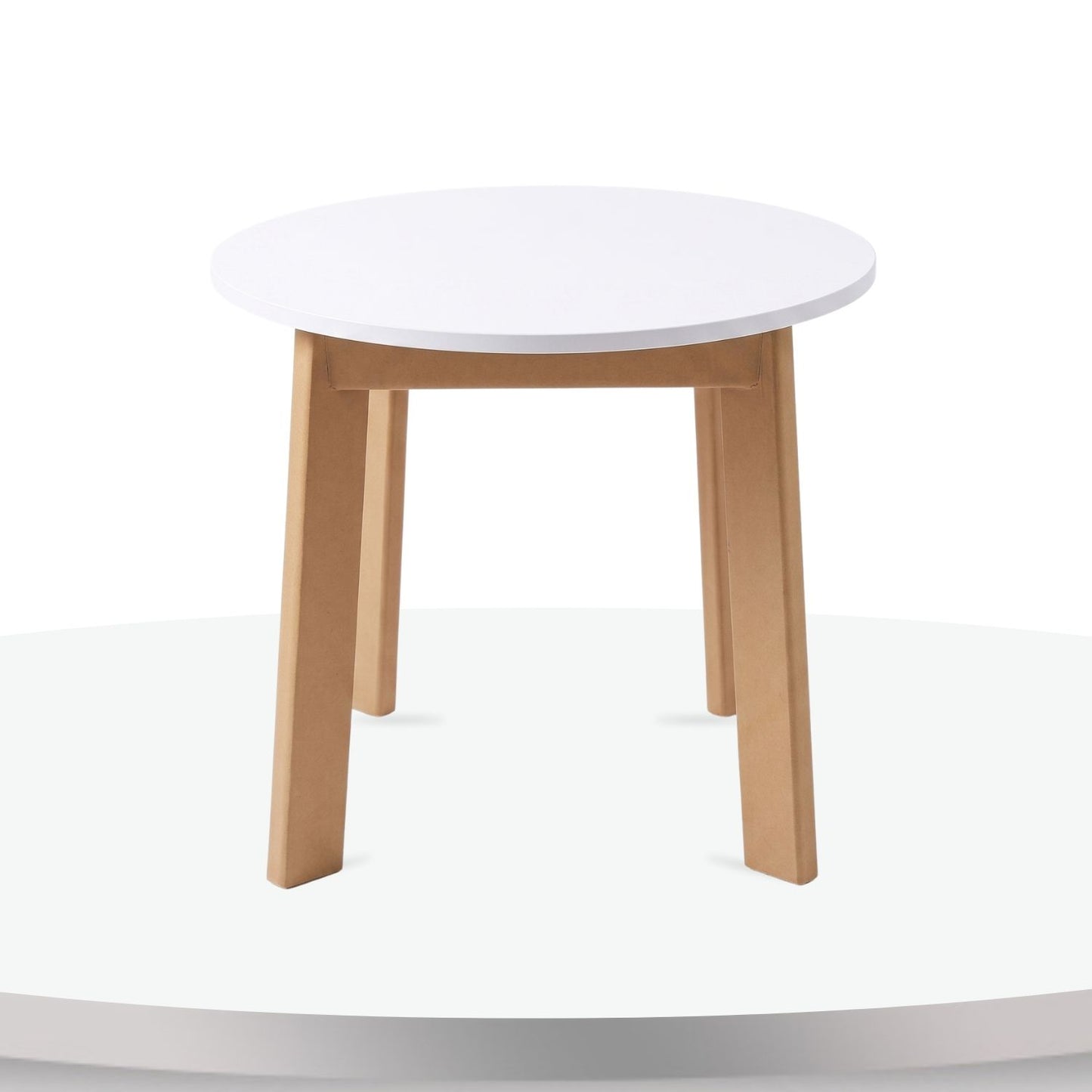 Mesa En Madera Infantil Redonda Blanca